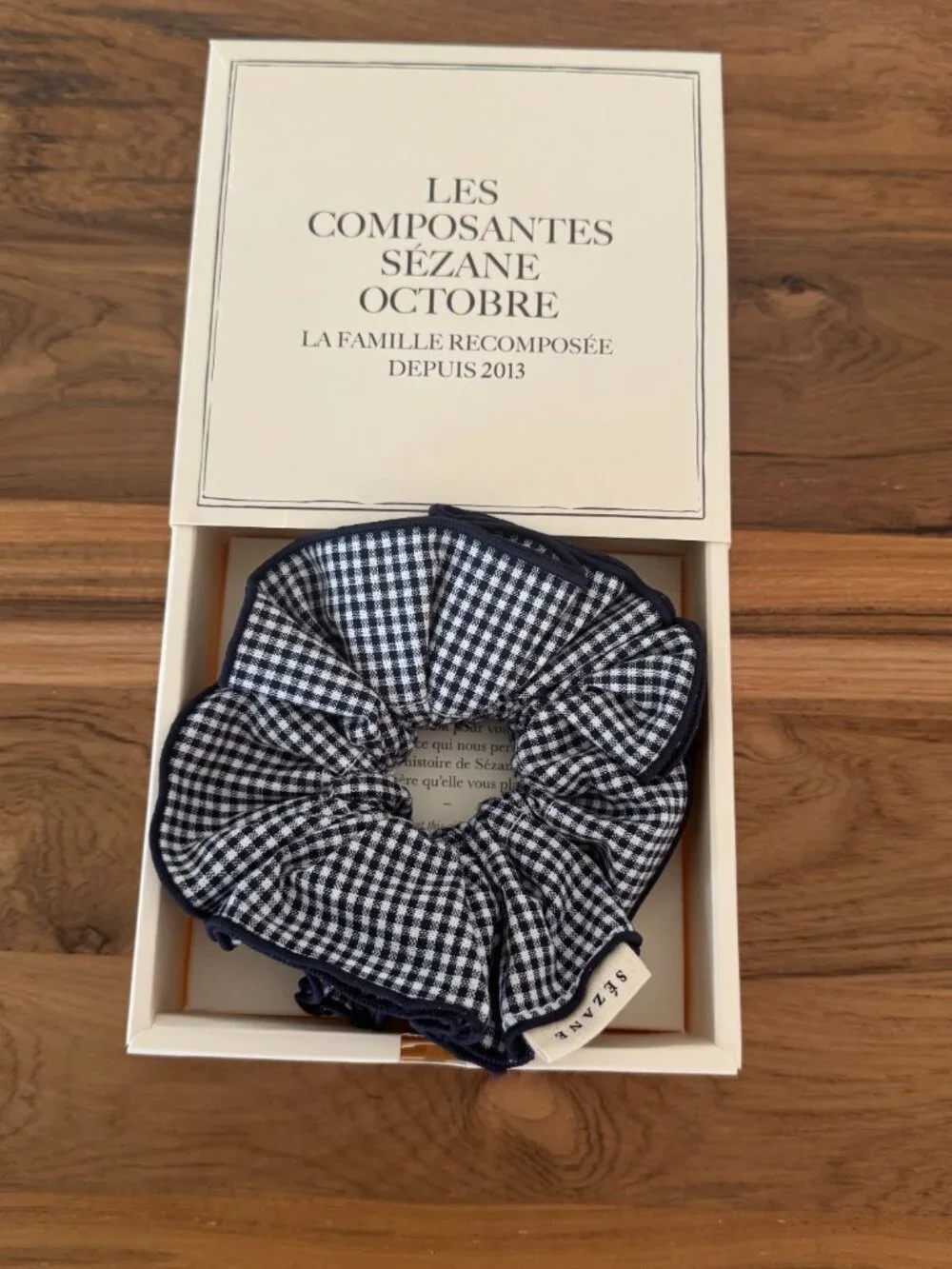 Sezane Navy Gingham Scrunchie - NWT - Picture 2 of 2
